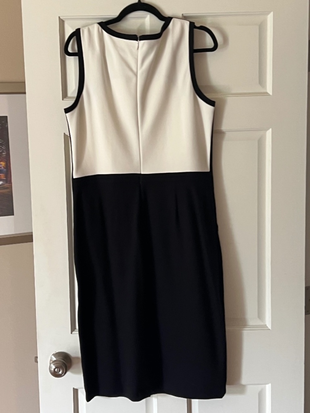 Lands End Sleeveless Black and White Sheeth Dress 14 TALL